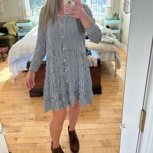 Striped Button-Down Dress one size fits most